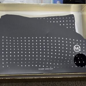 Michael Kors Black Studded Scarf and Hat Set